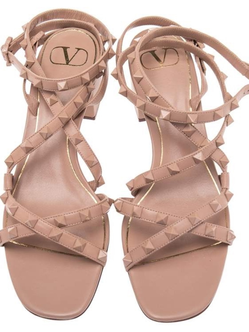 Valentino - Pink Leather Rockstud Strappy Sandals Size 39